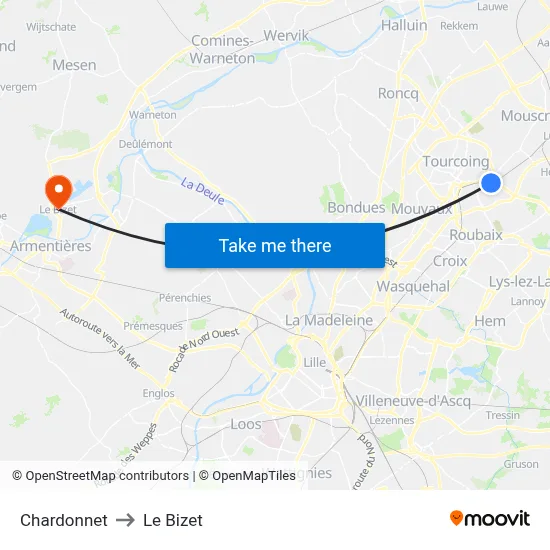 Chardonnet to Le Bizet map