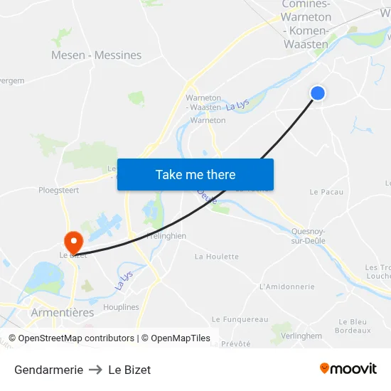 Gendarmerie to Le Bizet map