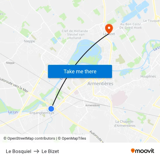 Le Bosquiel to Le Bizet map