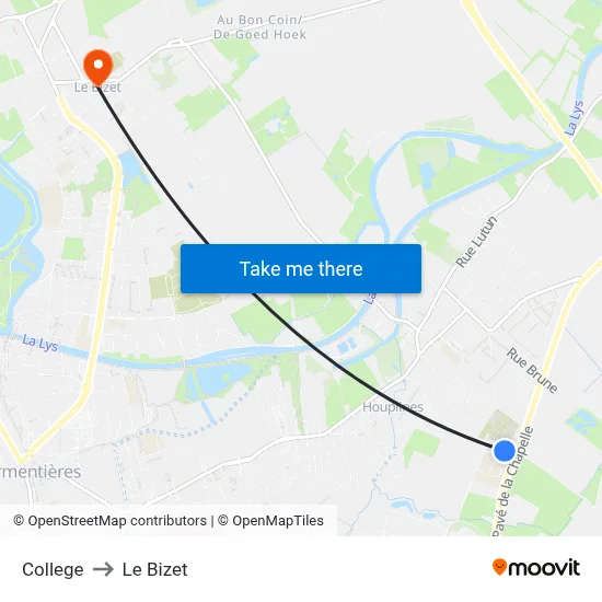 College to Le Bizet map
