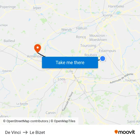 De Vinci to Le Bizet map