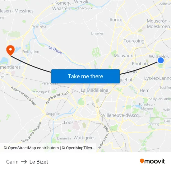 Carin to Le Bizet map