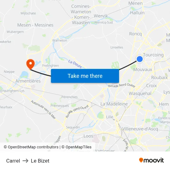 Carrel to Le Bizet map