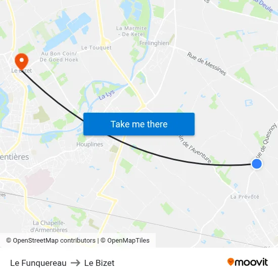 Le Funquereau to Le Bizet map