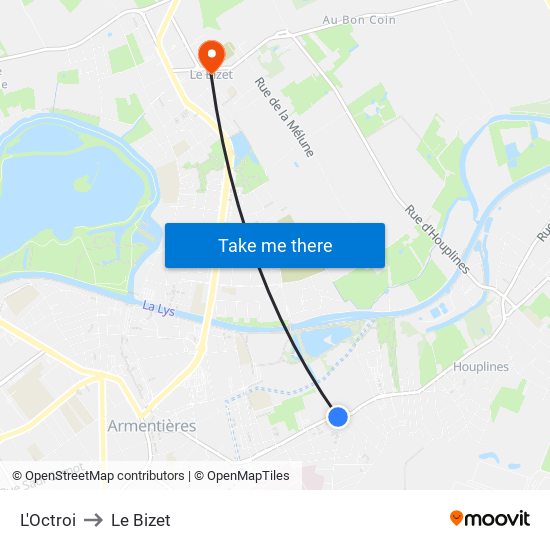 L'Octroi to Le Bizet map