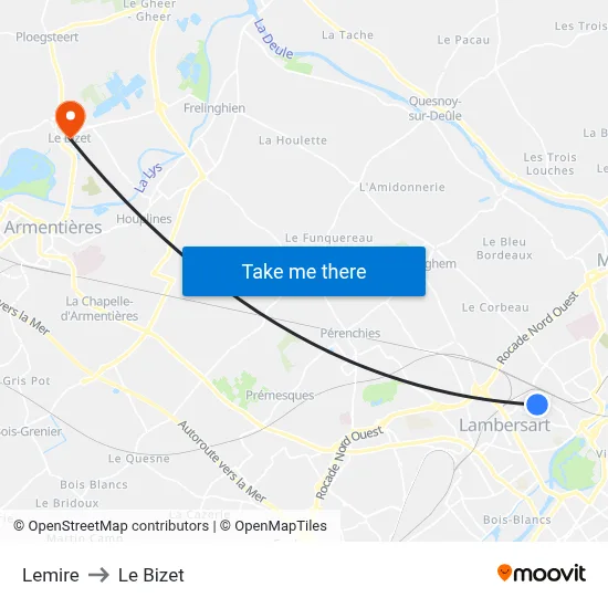 Lemire to Le Bizet map