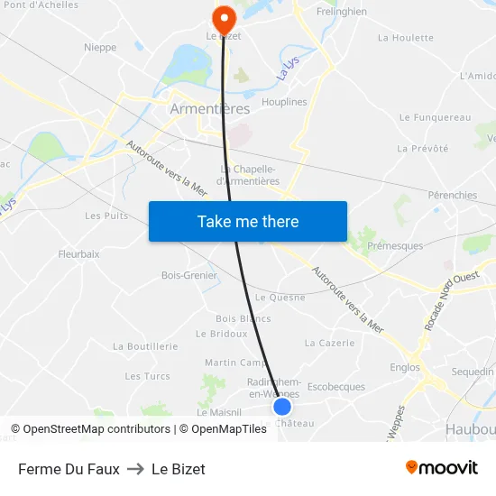 Ferme Du Faux to Le Bizet map