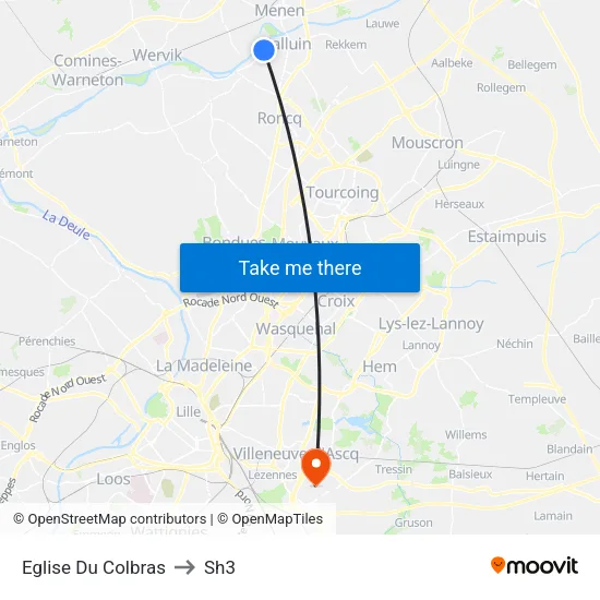 Eglise Du Colbras to Sh3 map