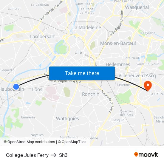 College Jules Ferry to Sh3 map