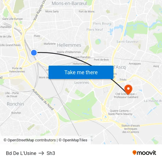 Bd De L'Usine to Sh3 map