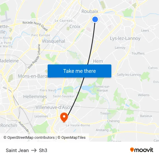 Saint Jean to Sh3 map