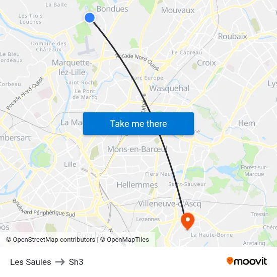 Les Saules to Sh3 map