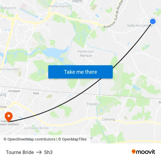 Tourne Bride to Sh3 map