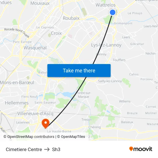 Cimetiere Centre to Sh3 map