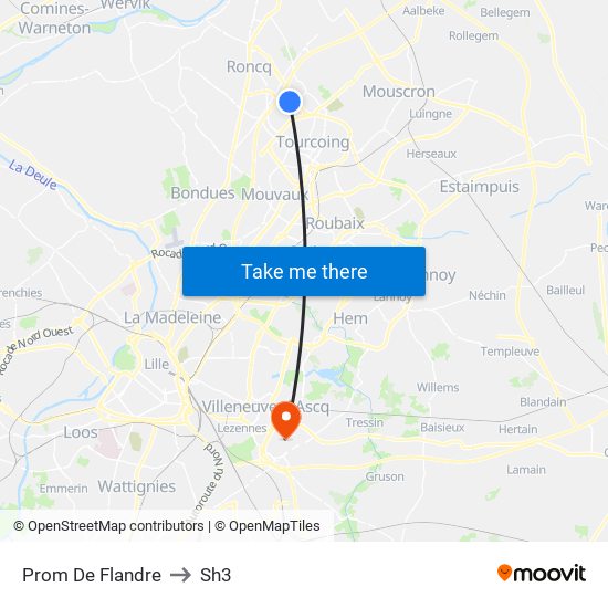 Prom De Flandre to Sh3 map