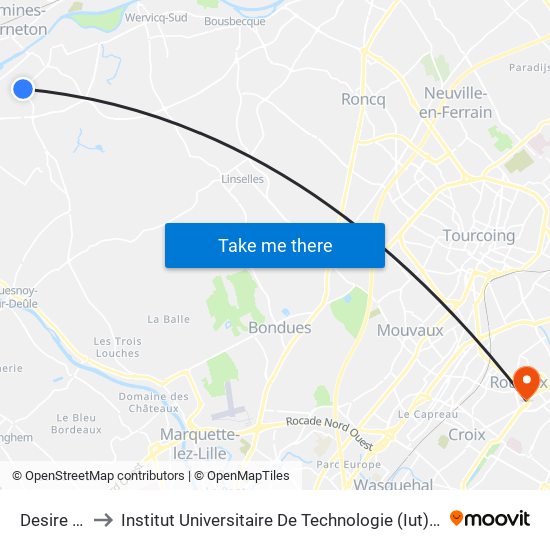 Desire Ducarin to Institut Universitaire De Technologie (Iut) - Site Rond-Point De L'Europe map