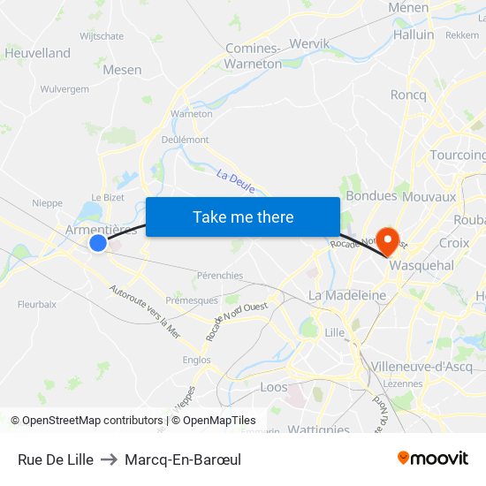 Rue De Lille to Marcq-En-Barœul map
