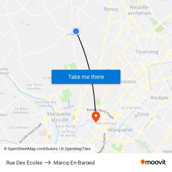 Rue Des Ecoles to Marcq-En-Barœul map