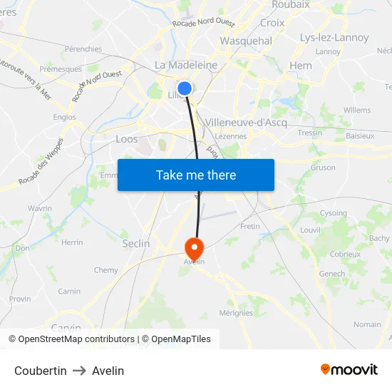 Coubertin to Avelin map