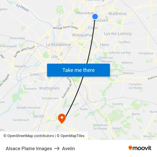 Alsace Plaine Images to Avelin map