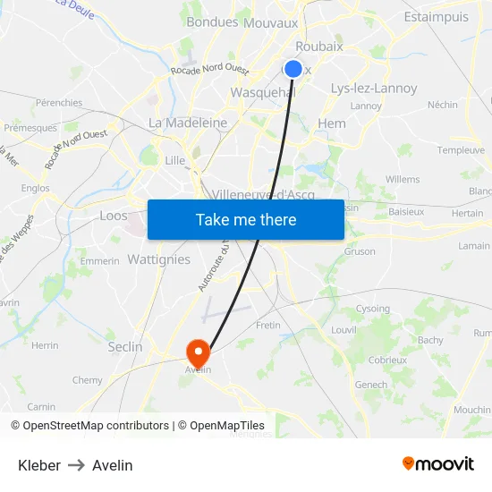 Kleber to Avelin map