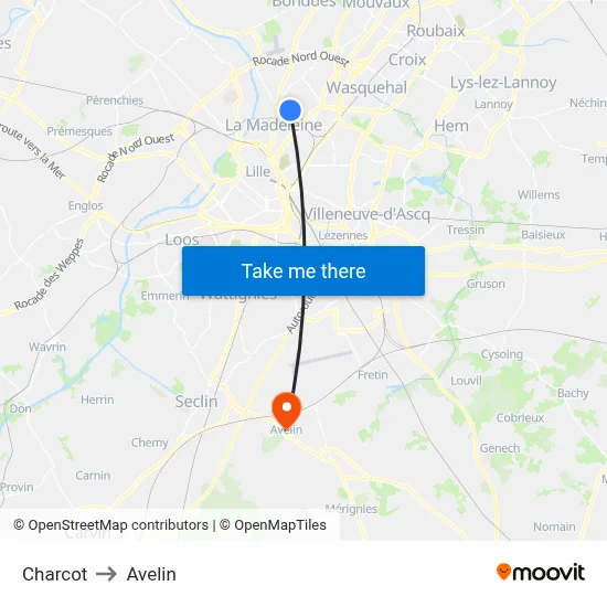 Charcot to Avelin map