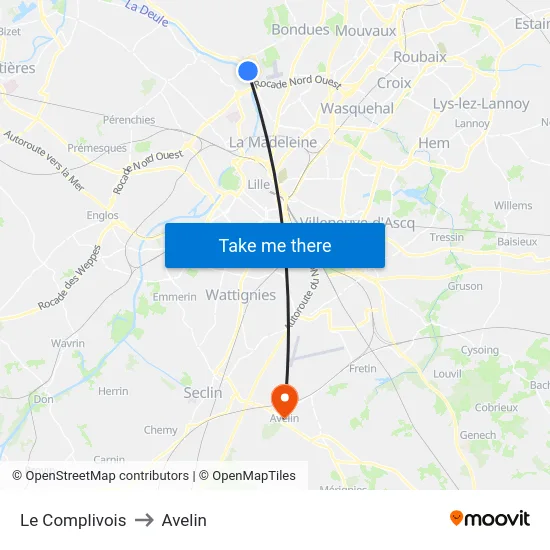 Le Complivois to Avelin map