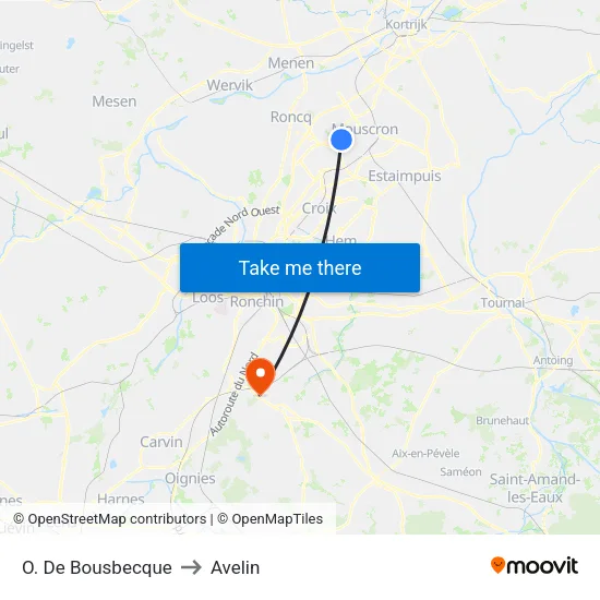 O. De Bousbecque to Avelin map