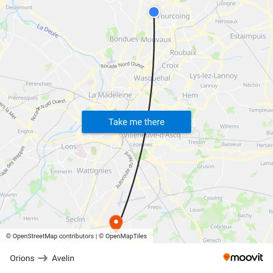 Orions to Avelin map