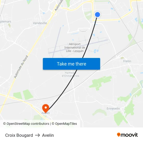 Croix Bougard to Avelin map