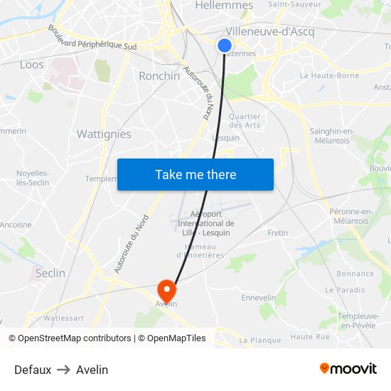 Defaux to Avelin map