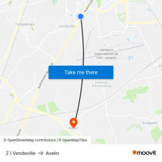 Z I Vendeville to Avelin map