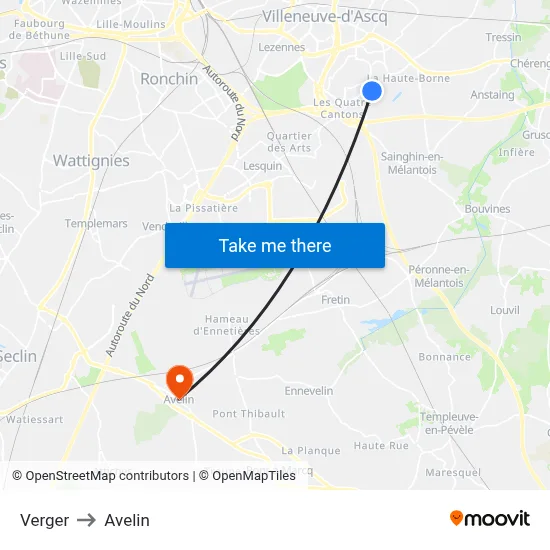 Verger to Avelin map