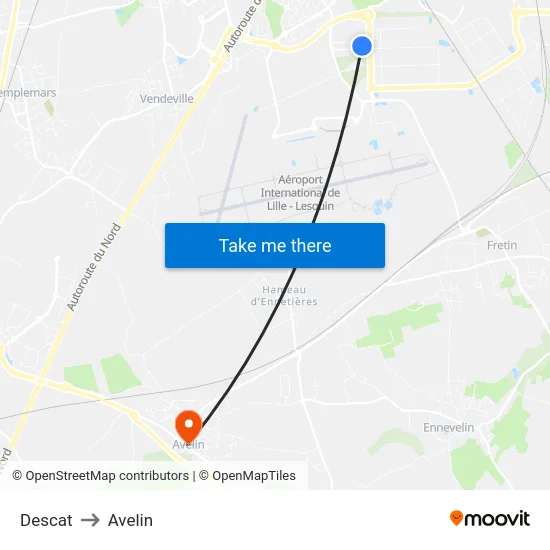 Descat to Avelin map