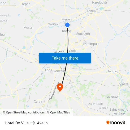 Hotel De Ville to Avelin map