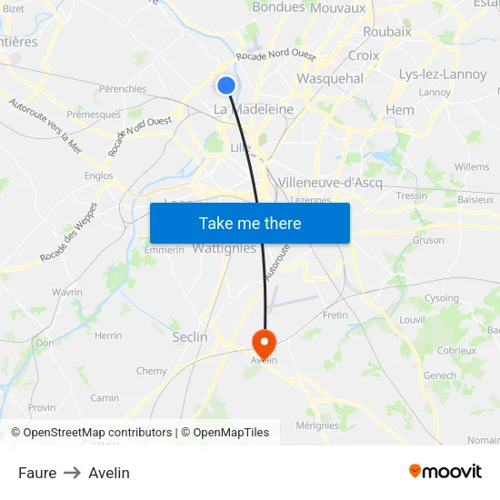 Faure to Avelin map