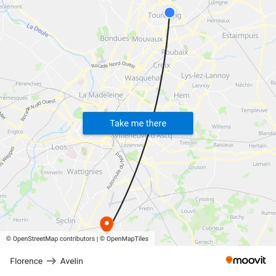 Florence to Avelin map