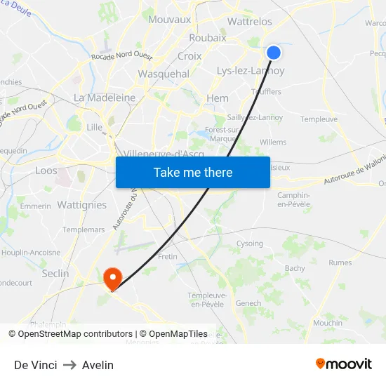 De Vinci to Avelin map