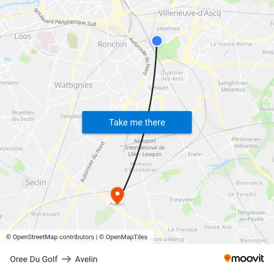 Oree Du Golf to Avelin map