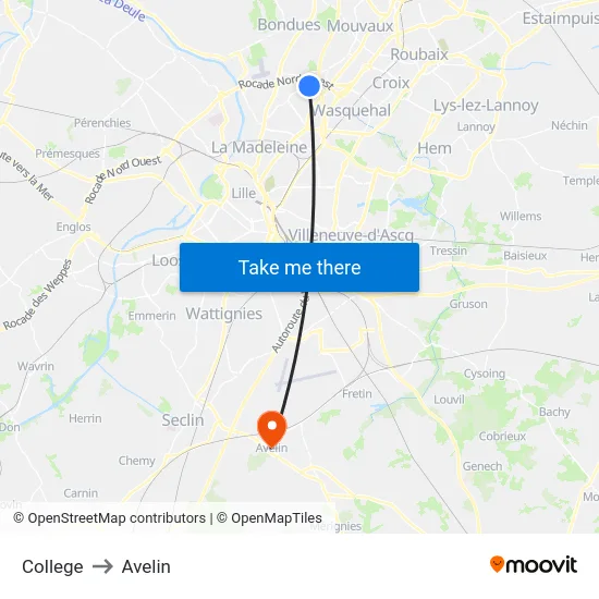 College to Avelin map