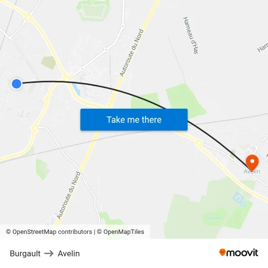 Burgault to Avelin map