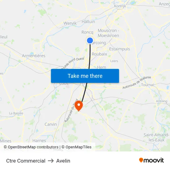 Ctre Commercial to Avelin map