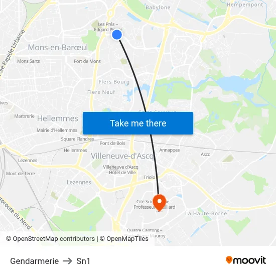 Gendarmerie to Sn1 map