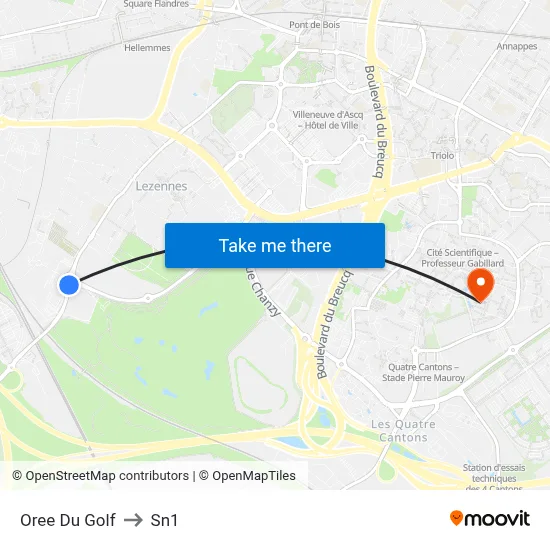 Oree Du Golf to Sn1 map