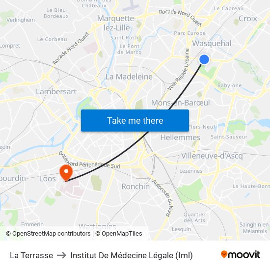 La Terrasse to Institut De Médecine Légale (Iml) map