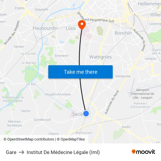 Gare to Institut De Médecine Légale (Iml) map