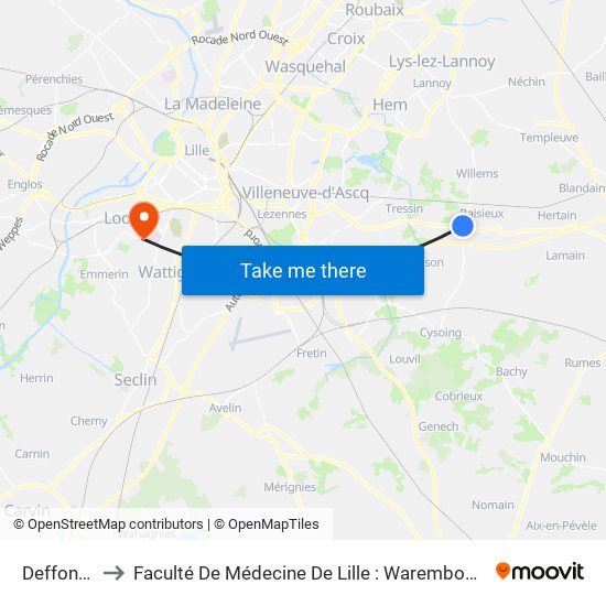 Deffontaines to Faculté De Médecine De Lille : Warembourg 2 - Pôle Formation map