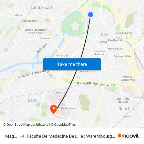 Magasin to Faculté De Médecine De Lille : Warembourg 2 - Pôle Formation map