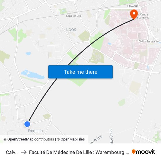 Calvaire to Faculté De Médecine De Lille : Warembourg 1 - Pôle Recherche map