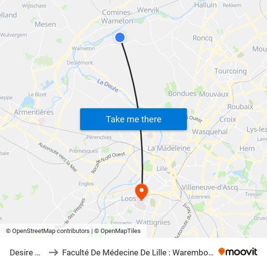 Desire Ducarin to Faculté De Médecine De Lille : Warembourg 1 - Pôle Recherche map